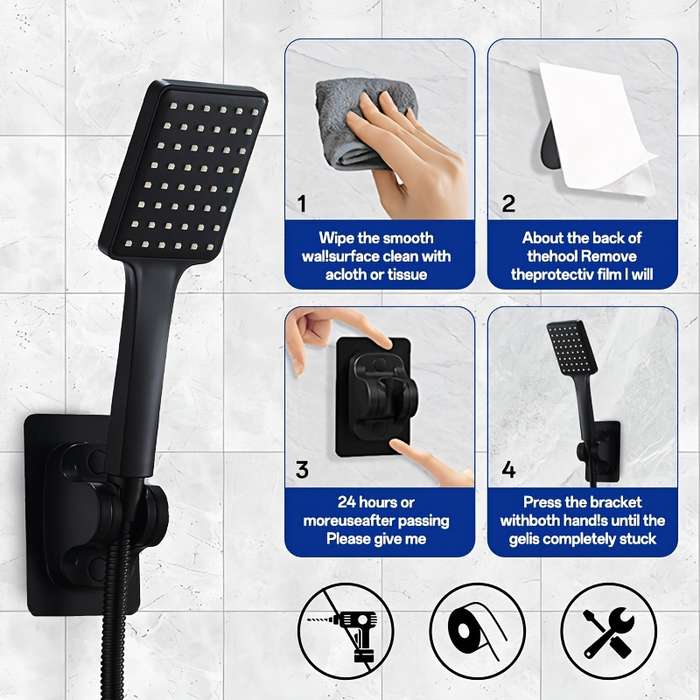 1PC Black Square Shower Set
