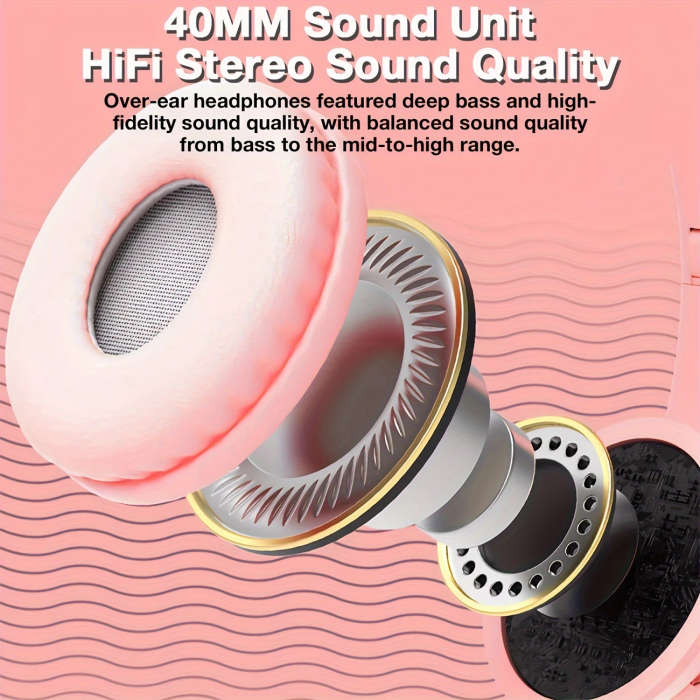 1pc Wireless Over-Ear Headphones 20H Playtime Wireless 5.0 Noise Reduction Comfortable Padded Ear