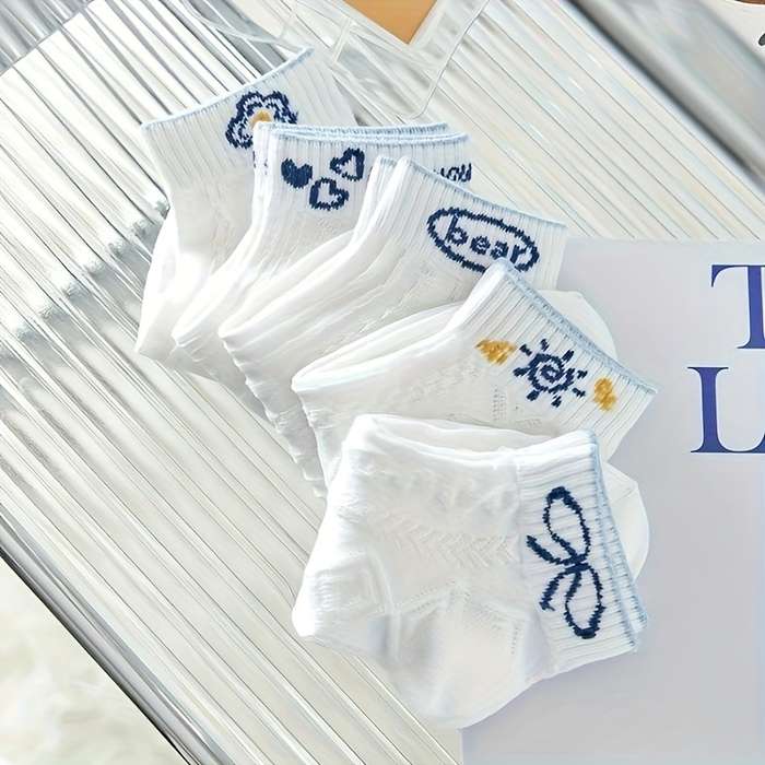5 Pairs Of Random Colors One Size High Elastic Socks