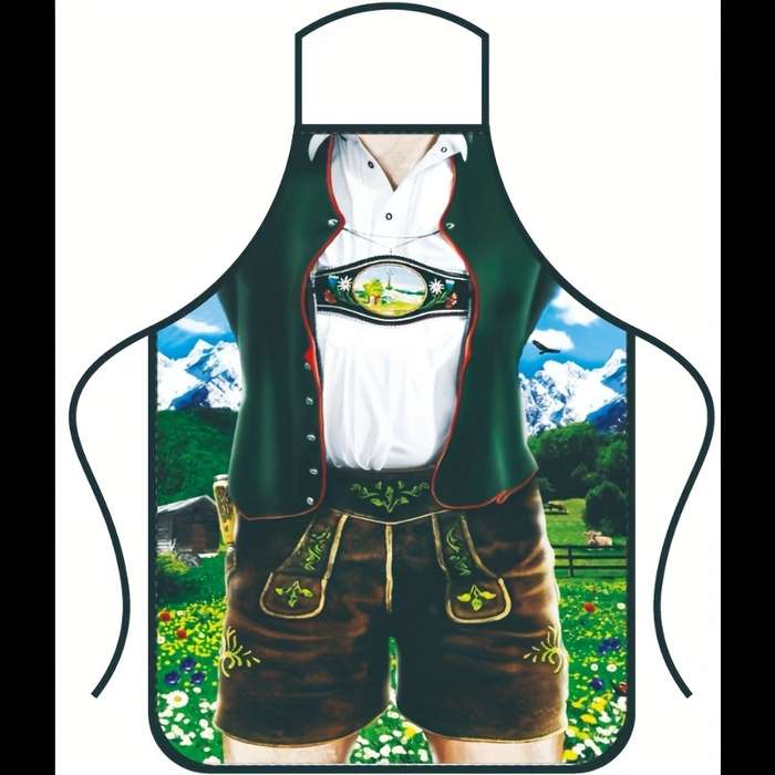 1pc Polyester Apron with Beer-Themed Print Stylish Kitchen Dining Wear for Men and Women Origi