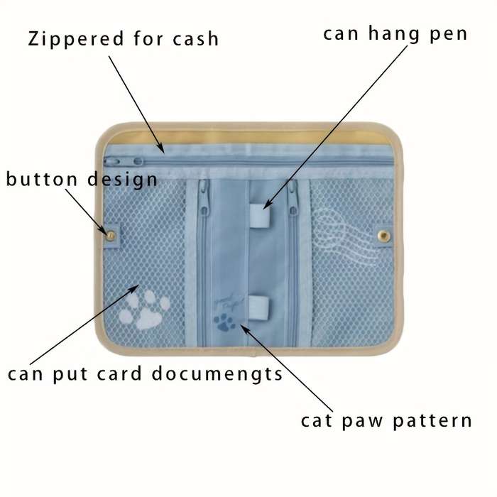 1pc Casual Canvas Trifold Passport Cover with Chain Travel Document Wallet Card Holder Cash
