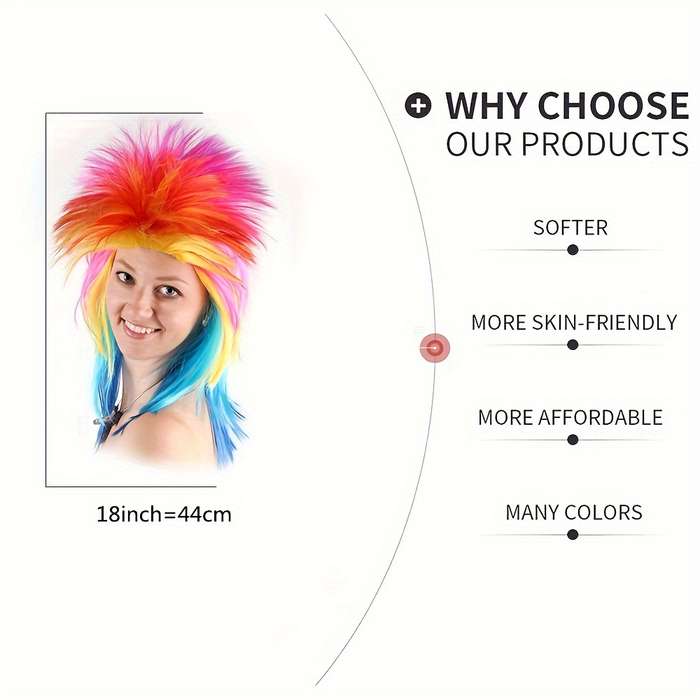 1Pc Colorful 45.72cm Fashion Design Wig