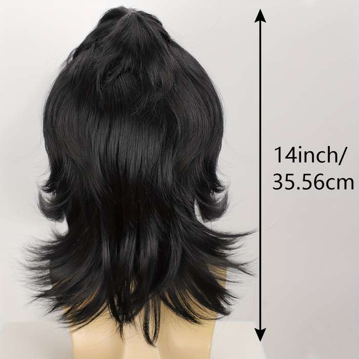 1Pc Black 35.56cm Fashion Design Wig