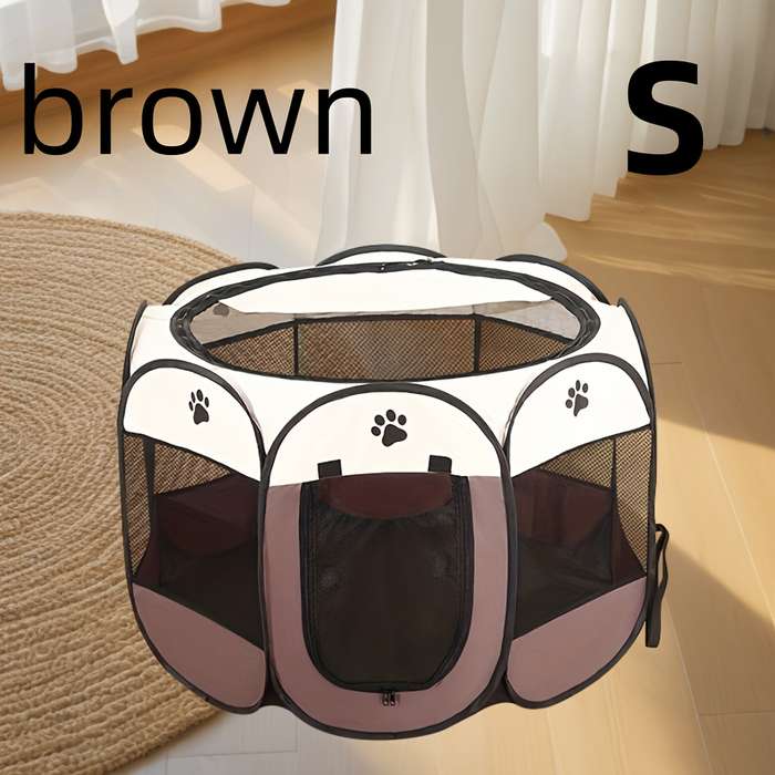 1pc Beige+gray size Dimensions: 114 x 114 x 58 cm (Foldable)Pet Cage