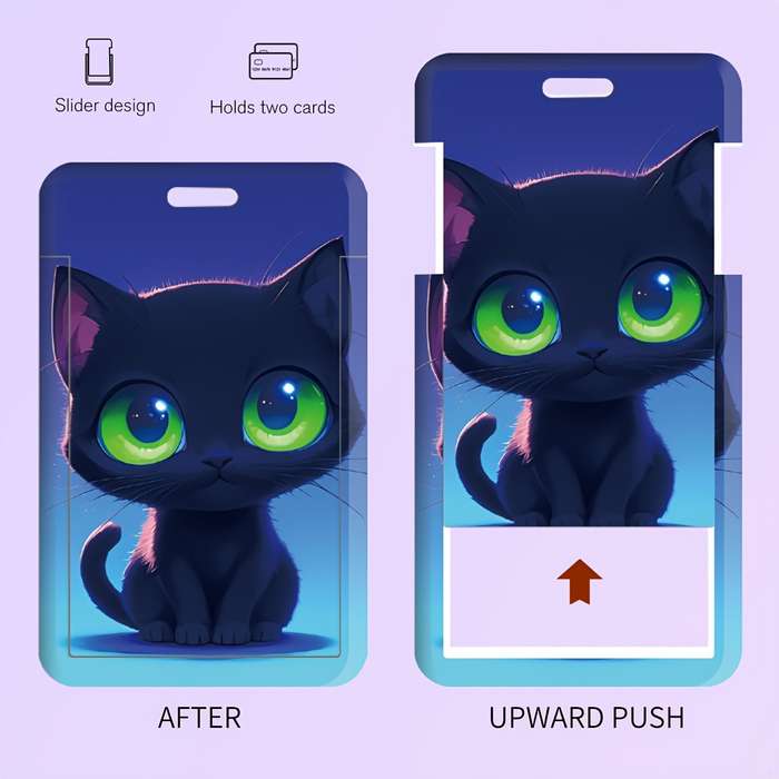 1pc Cute Ghost Black Cat Series ID Badge Holders with Lanyard Plastic Card Case for Doctors Nurse