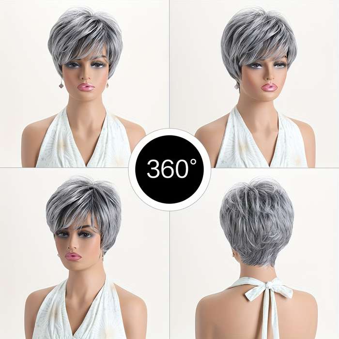 1Pc Silvery Gray 25.4cm Fashion Design Wig