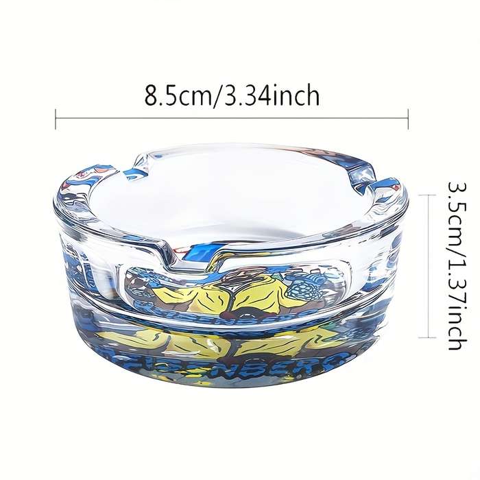 1pc Glass Ashtray 8.48 cm Round Mini Size Perfect for Home Office Bar Decor an Ideal Gift