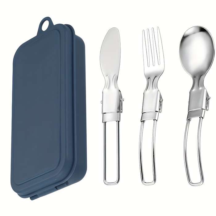 3pcs Stainless Steel Cutlery Set Portable Spoon Fork and Knife Polished Finish Compact and