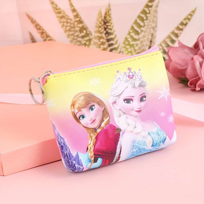 1pc Kawaii Frozen-Themed Coin Purse Card Holder with Zipper Cute Portable Wallet Featuring Els