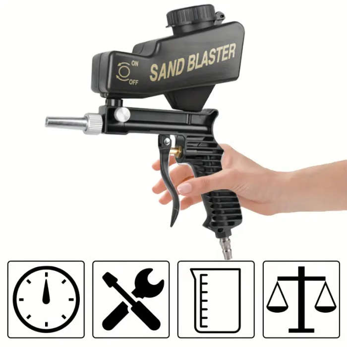 1pc Pneumatic Sandblasting Set Pneumatic Blasting Gun Set Handheld Portable Adjustable Blasting Mach