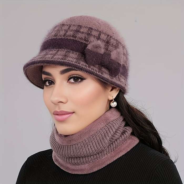 1pc  New Autumn and Winter Bow Decorated Knitted Hat Fashionable and Versatile Suitable f