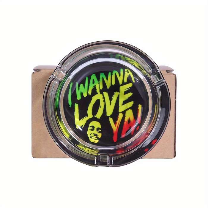 1pc Charming Cartoon Flower Glass Ashtray 85mm Round Perfect for Home Use Gifts