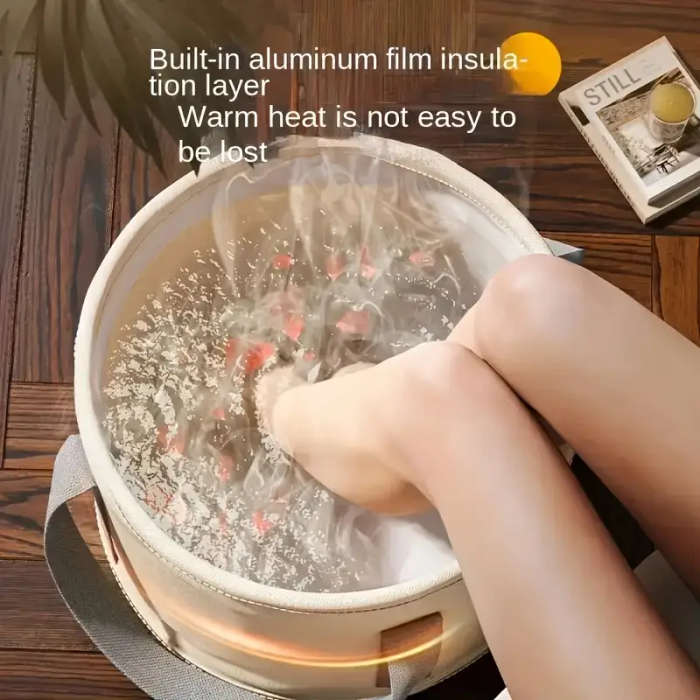 1pc Luxury Portable Foldable Foot Bath Tub Temperature-Controlled No Power Needed PEVA Material Odor