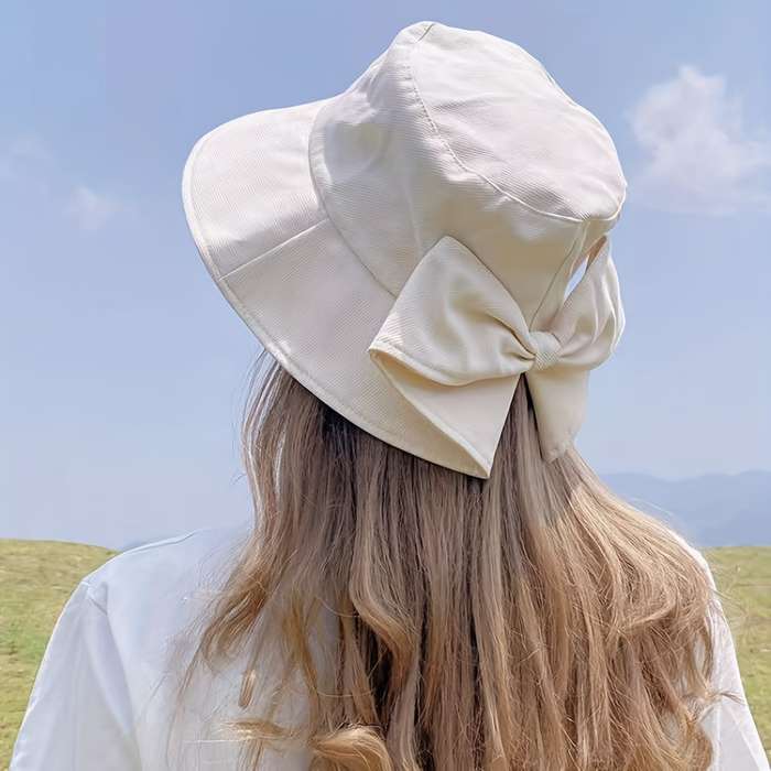 1pc New Style All-match Fisherman Hat with Back Split Sun Protection Bowknot Fashion Casual Sun Hat