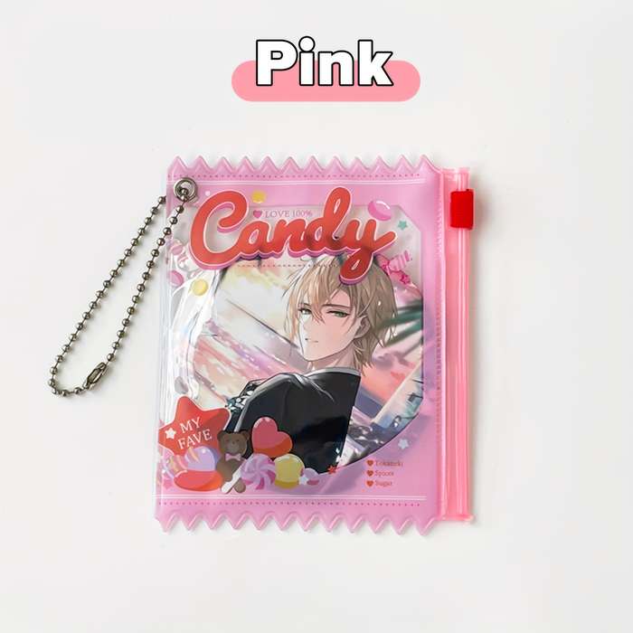 1pc Transparent PVC Dustproof Bag with Keychain Sweet Candy Theme Multi-Color Options Zipper