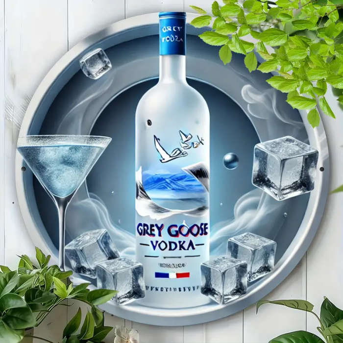 1pc Grey Goose Vodka 3D Aluminum Sign 20x20cm High Definition Print Fine Detail Durable Metal Wall A