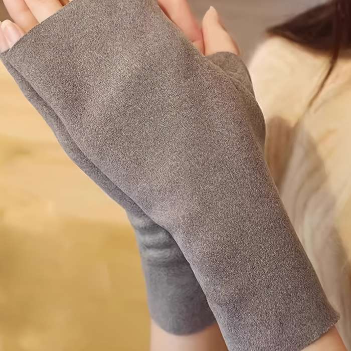 1 Pair Black One Size Warm Gloves