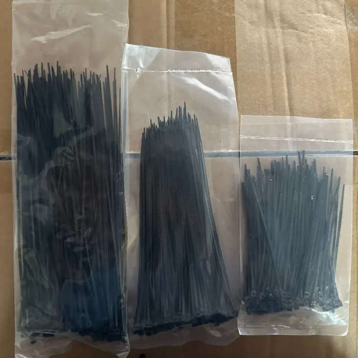 300pcs Black Self-Locking Nylon Zipper Ties - Black