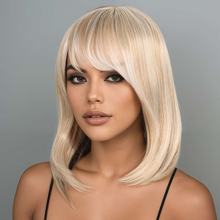 1Pc Light Goldena 40.64cm Fashion Design Wig