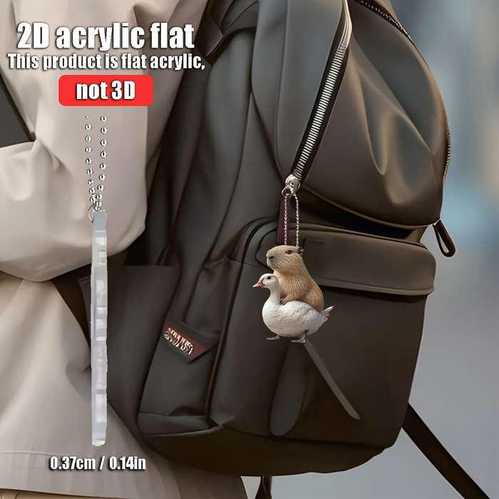 1pc 2D Flat   Capybara Riding Goose Acrylic Hanging Ornament  Design for Car Rearview
