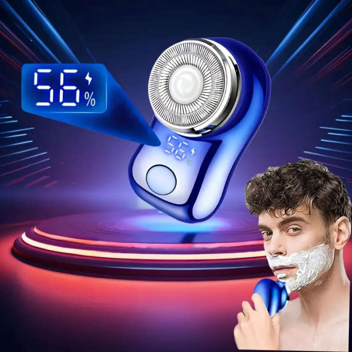 1pc Men'S Stainless Steel Electric Rotary Shaver Portable Spiral Shaving Razor with Curved Net Stron