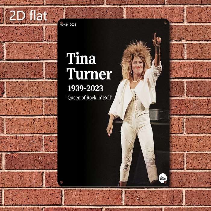 1pc 2D Flat  Tina Turner Tribute Metal Wall Art Pre-Drilled Holes Weather-Resistant Iron Si