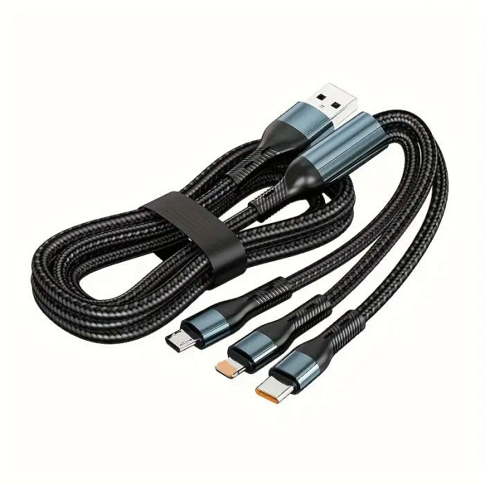 120W 3in 1 USB Fast Charging Cable Micro USB Type C Cable Data Cord for Realme