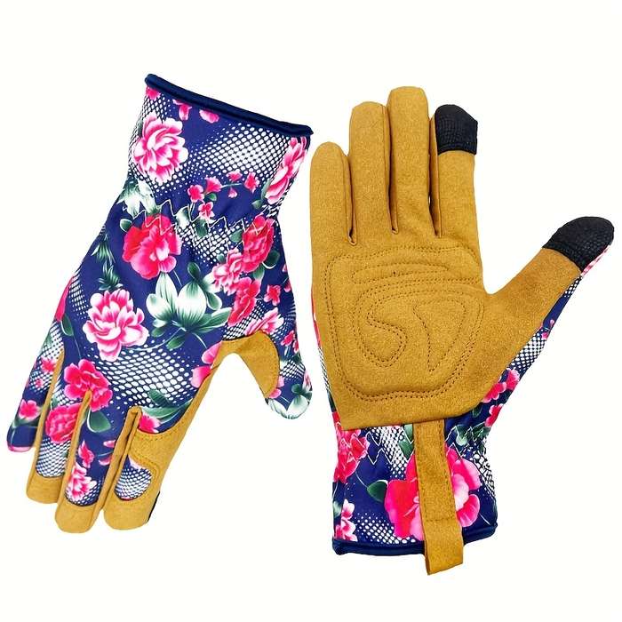 1 Pair Blue Red Rose Multi Purpose Work Gloves