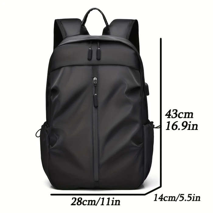 1pc Men'S Large Capacity Laptop Backpack Black Nylon with Multiple Compartments Pockets Ideal