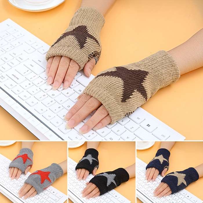 1 Pair Grey Warm Gloves