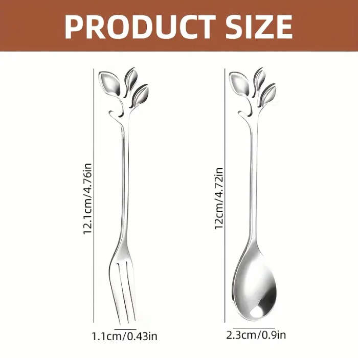 24-Piece Stainless Steel Leaf Fork And Spoon Set