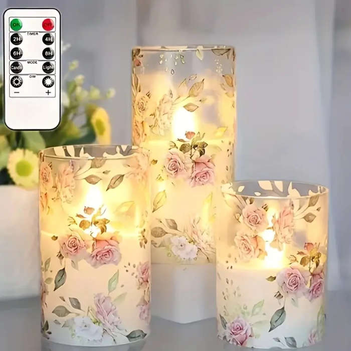 3 Piece Flameless Electronic Candle Set