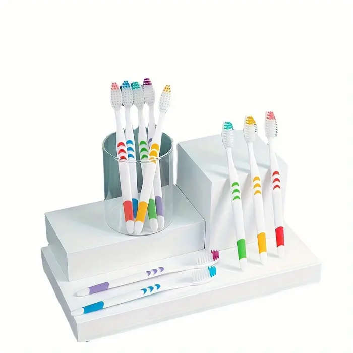 10Pack Bamboo Charcoal Nano Toothbrushes Soft Manual Toothbrushes for Adults Compact Polyester Brist