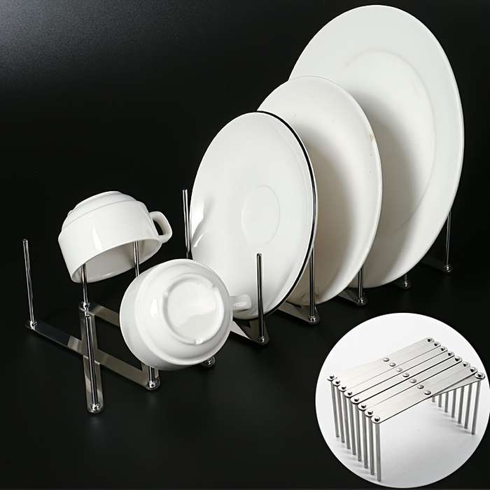 1pc Telescopic Multifunctional Storage Rack Stainless Steel Bowl And Dish Rack Storage Draining Rac