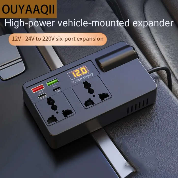 200W High-Power Car Inverter Converter - 12V/24V to 220V