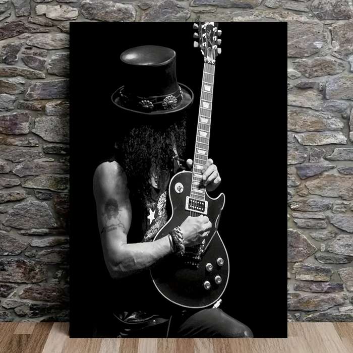 1pc 2D Flat  Frameless Stage Slash Guitars Vintage Music Canvas Poster Canvas Wall Art Bed