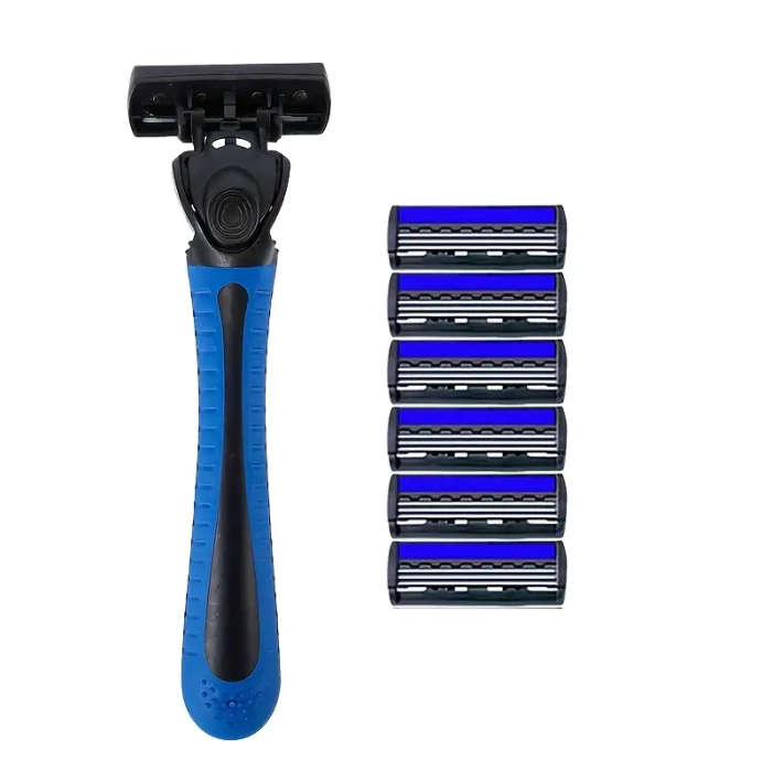 6 x 3-Layer Razor Blades with handle