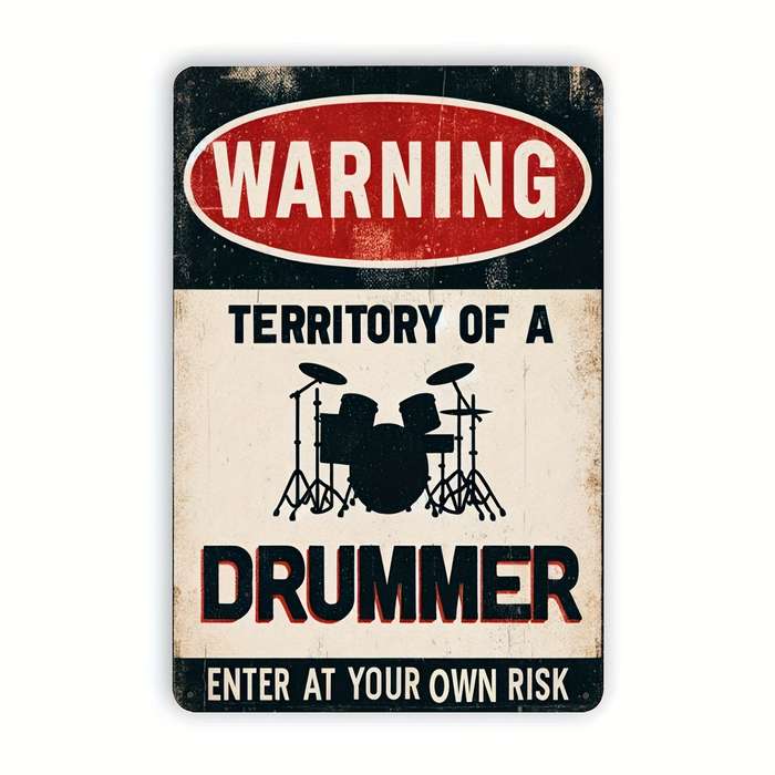 1pc  Drum Set Warning Metal Sign Vintage Club Decorative Drummer Tin Poster Area Home Music Roo