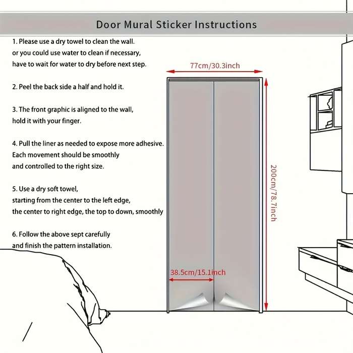 1Pc 77x200cm Door Window Sticker