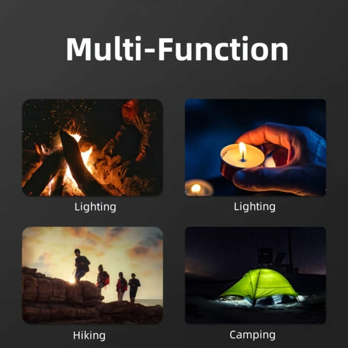 1pc Rechargeable LED Flashlight Windproof Lighter Combo USB Type-C 350-500 Lumens Portable Mini Work