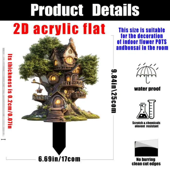 2D Flat Acrylic Fairytale Tree House