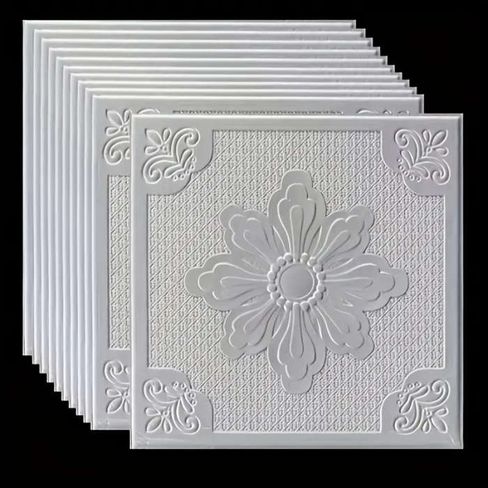 40pcs Elegant White 3D Floral and Geometric Pattern Wall Stickers