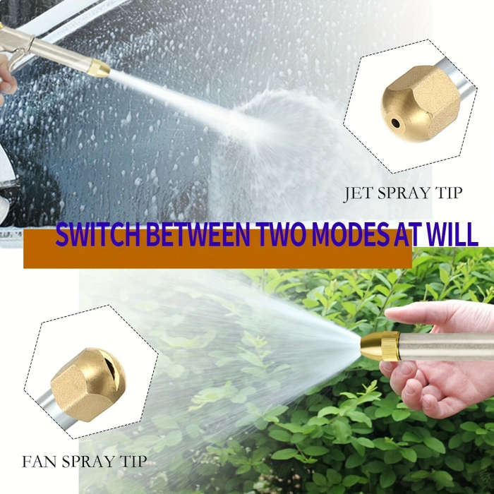 1Pc High Pressure Car Wash Water Gun With Long Aluminum Handle Adjustable Spray Nozzle For Efficient