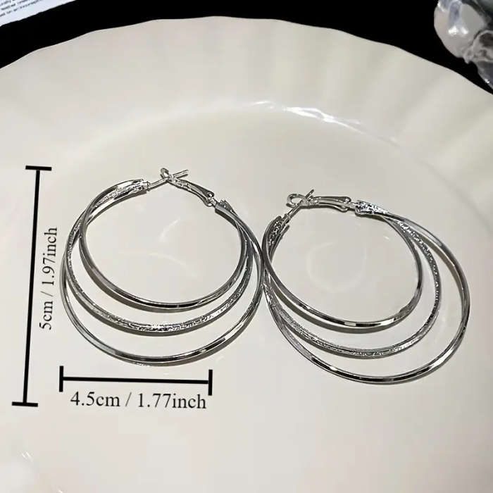 3 Silver Circle Hoop Earrings