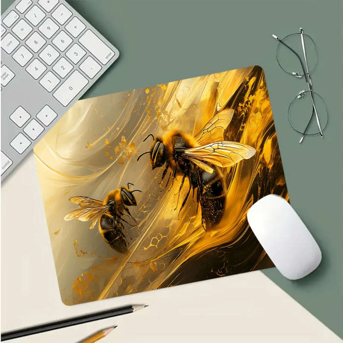 1pc 21x26cm Abstract Art Bee Dynamic Mouse Pad Luxurious and Unique