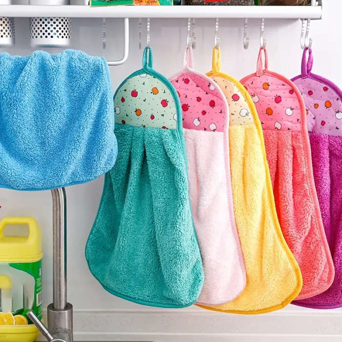 1pc Ultra-Absorbent Quick-Dry Kitchen Bathroom Hand Towel Lightweight Cartoon-Themed Round Nylon Mic