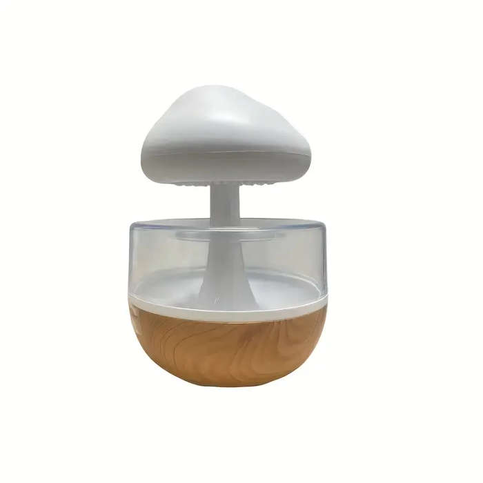 Mushroom Humidifier with Realistic Rain Sound & Dimmable LED Night Light - Quiet Soundwave technolog