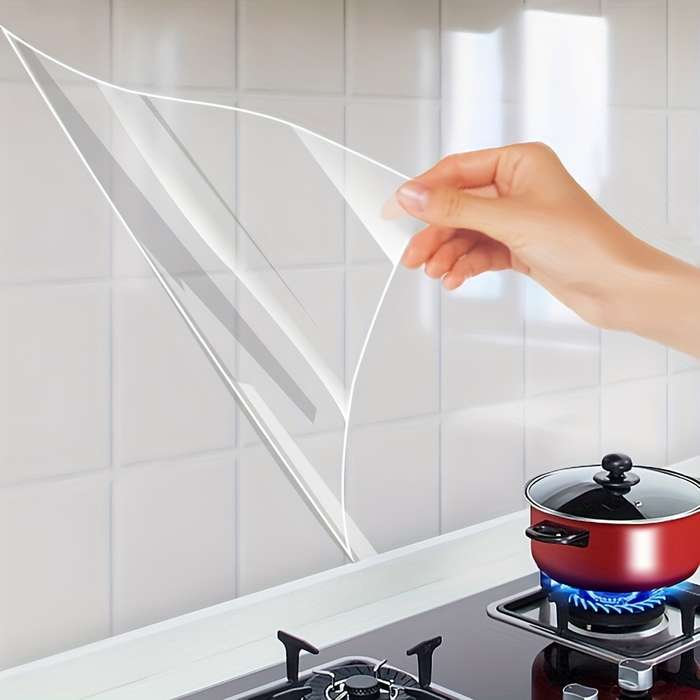 1pc 2m Long Invisible Kitchen Oil-Proof Film High-Temperature Resistant Static Cling Plastic Pro