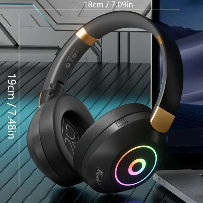Wireless Headphones Panoramic Stereo Surround Sound Multi-Color Led Light