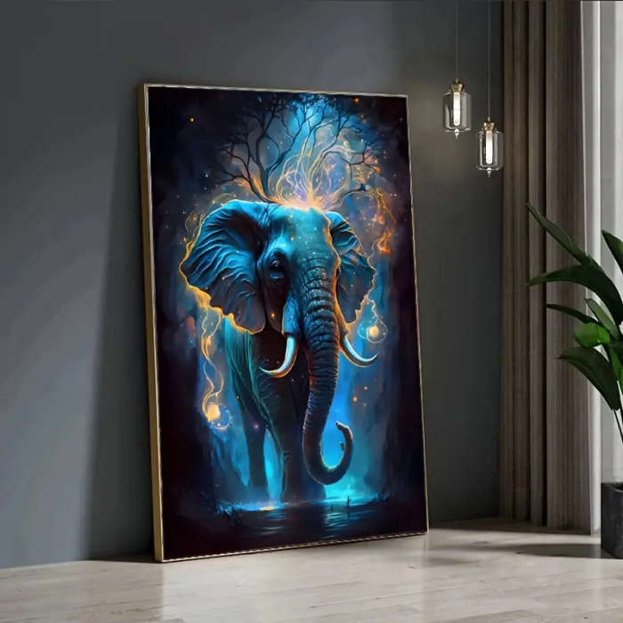 1pc Modern Abstract Elephant Print Canvas Art Frameless Wall Poster 31.49x47.24in 80cmx120cm for Liv